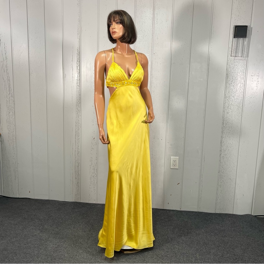 Aidan Mattox Women's Vibrant Yellow Silk Gown Sz 6 - Picture 9 of 17